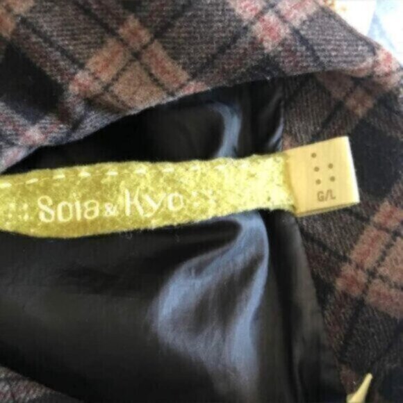 Soia & Kyo  Plaid Wool Pea Coat Womens Sz Large - Picture 4 of 10